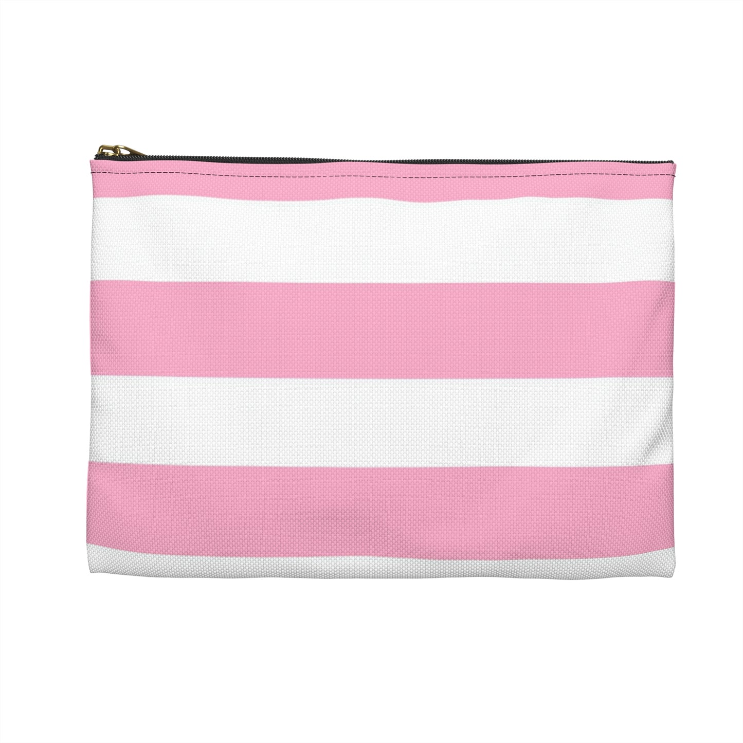 Flat Zipper Pouch - Baby Pink/White Stripes