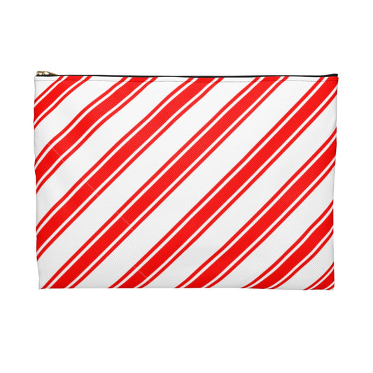 Flat Zipper Pouch - Peppermint Candy Cane Stripes