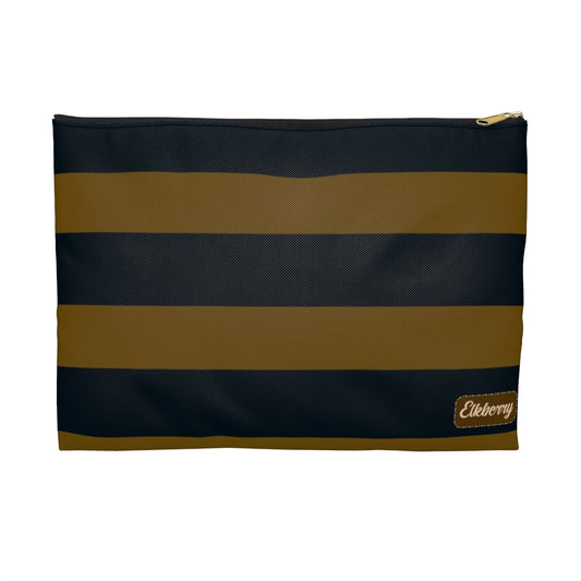 Flat Zipper Pouch - Mustard/Navy Stripes