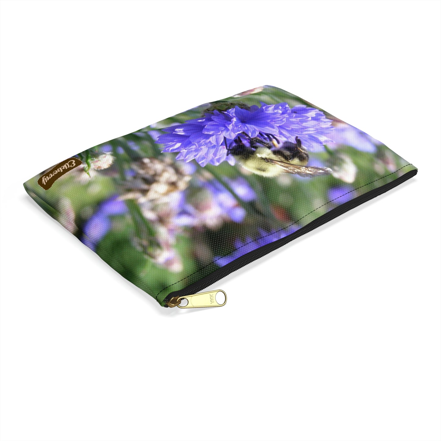 Flat Zipper Pouch - Bee on Bachelor's Button