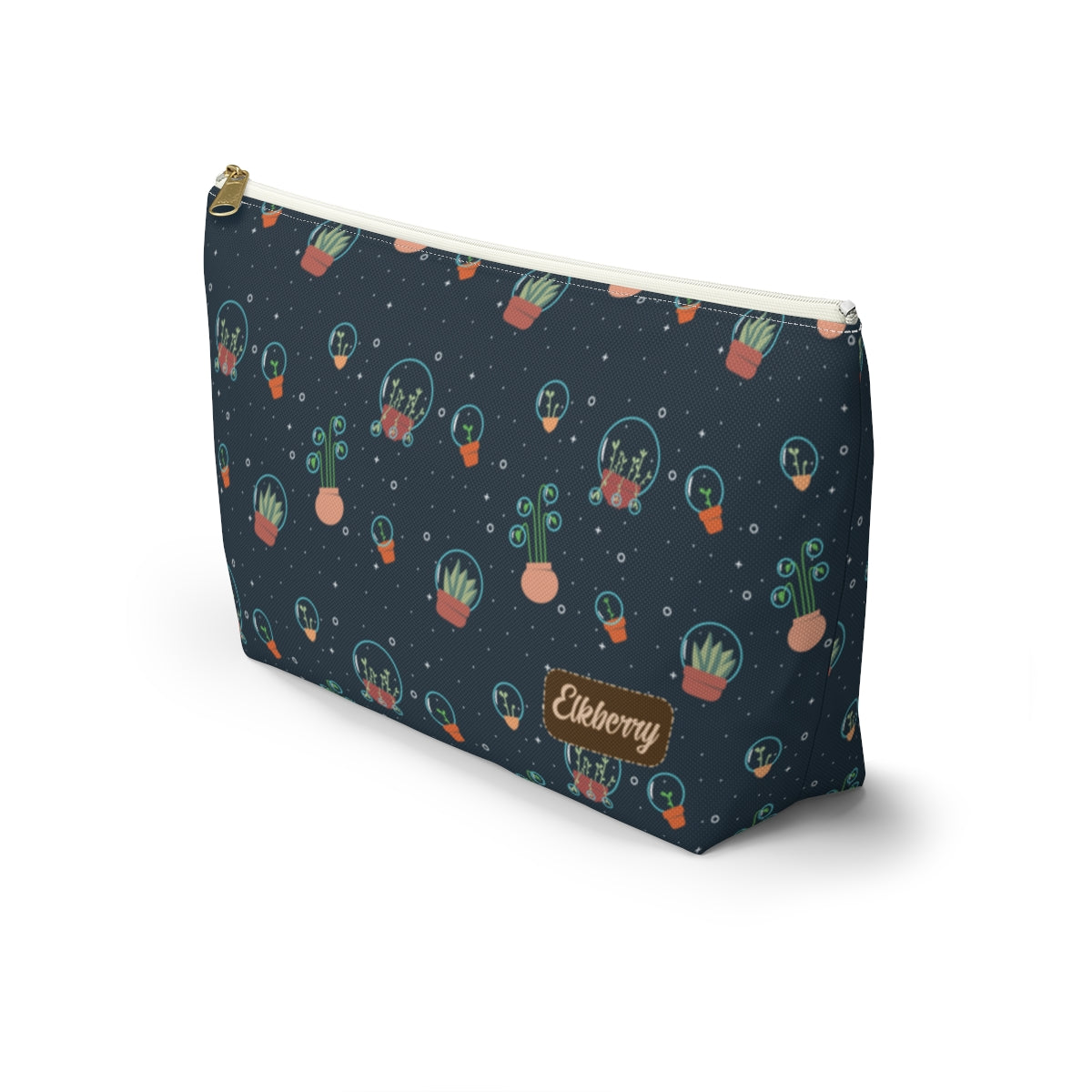 Big Bottom Zipper Pouch - Space Garden
