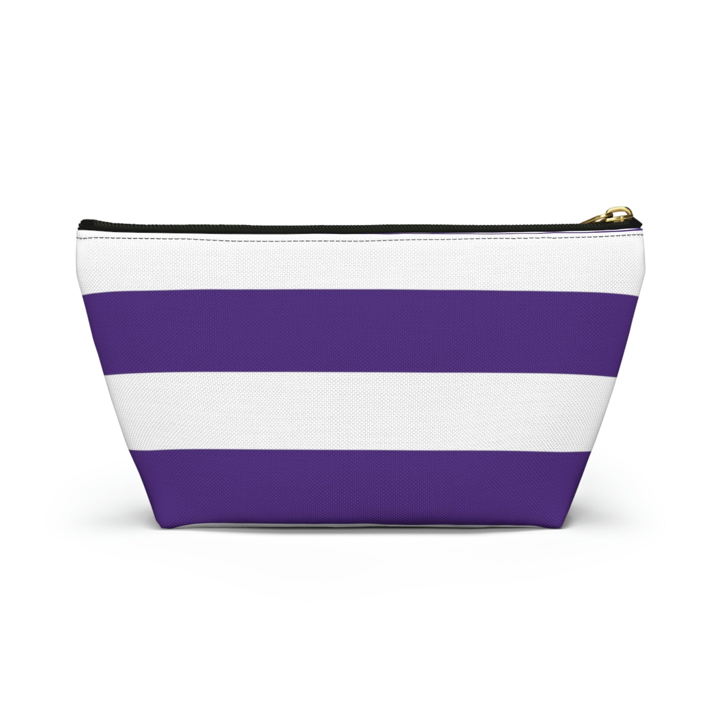 Big Bottom Zipper Pouch - Purple/White Stripes