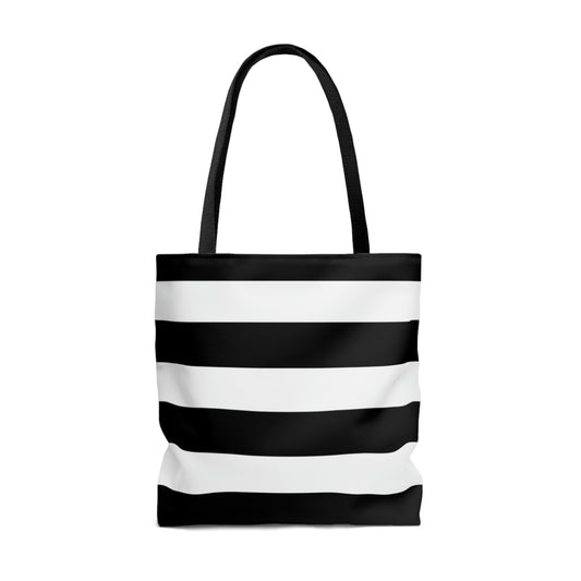 Lightweight Tote Bag - Black/White Stripes