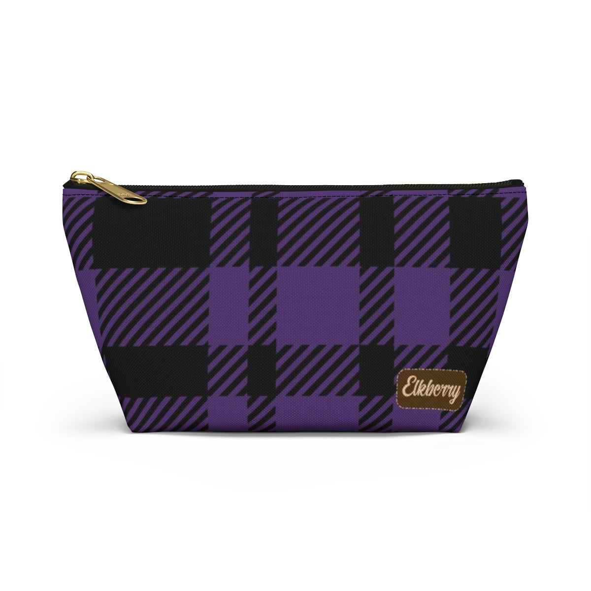 Big Bottom Zipper Pouch - Purple Buffalo Check, Purple Plaid