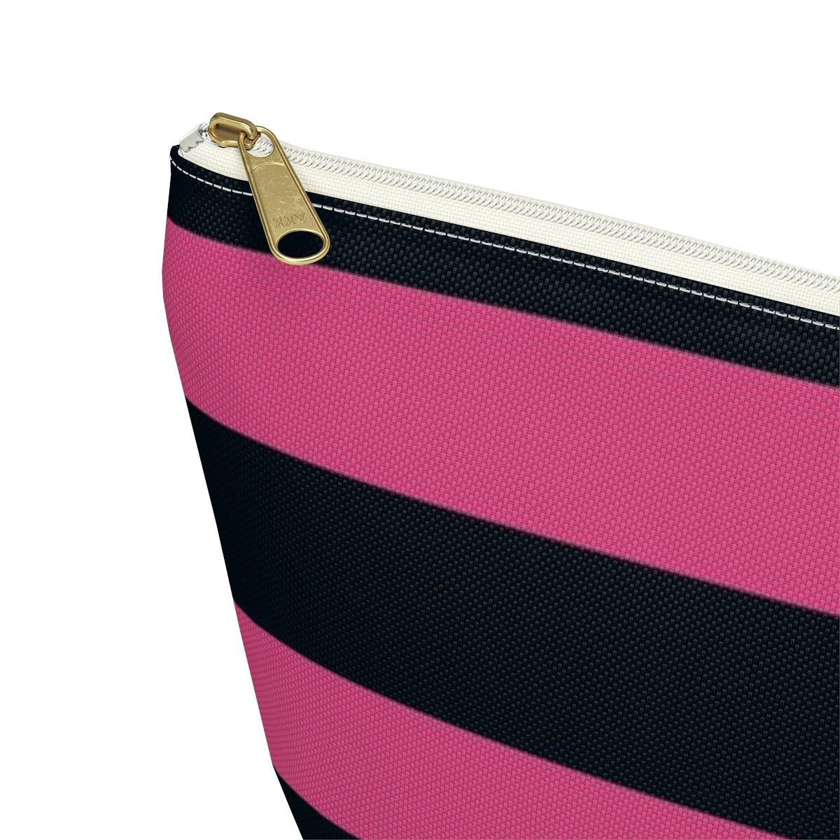 Big Bottom Zipper Pouch - Hot Pink/Navy Stripes