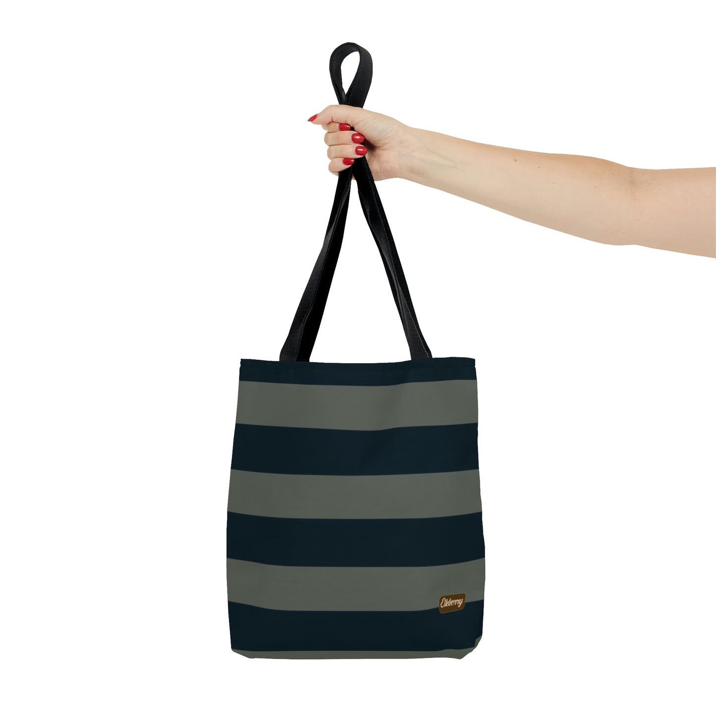 Lightweight Tote Bag - Sage/Navy Stripes