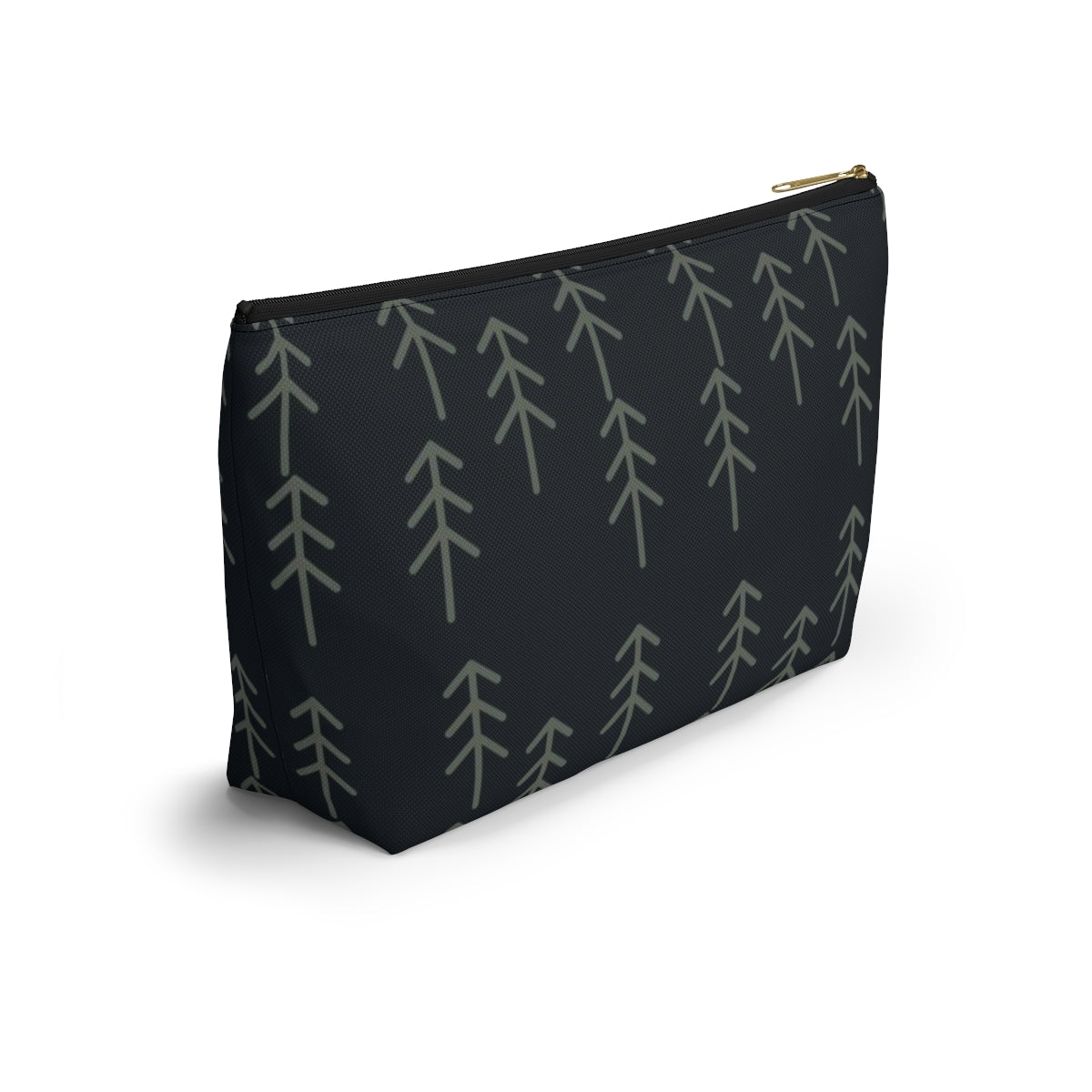 Big Bottom Zipper Pouch - Stick Trees in Navy