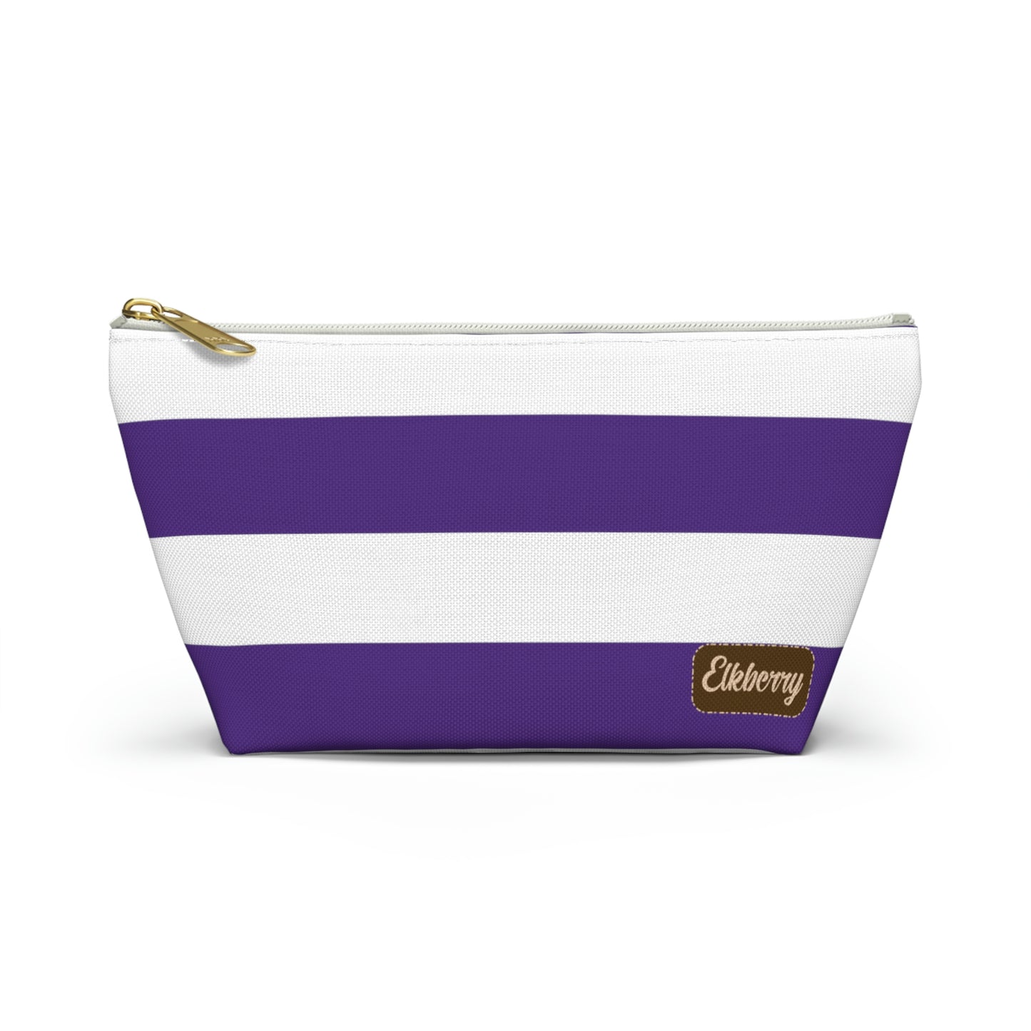 Big Bottom Zipper Pouch - Purple/White Stripes