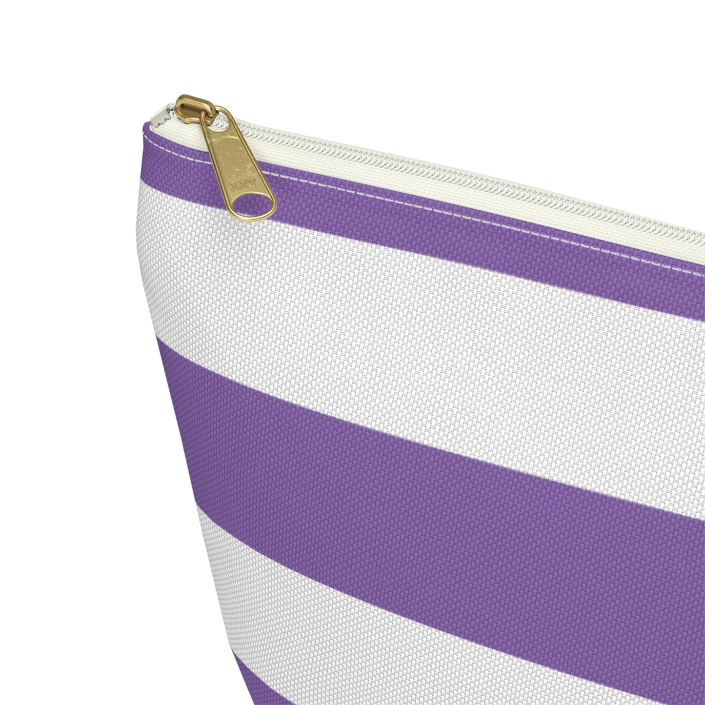 Big Bottom Zipper Pouch - Lilac/White Stripes