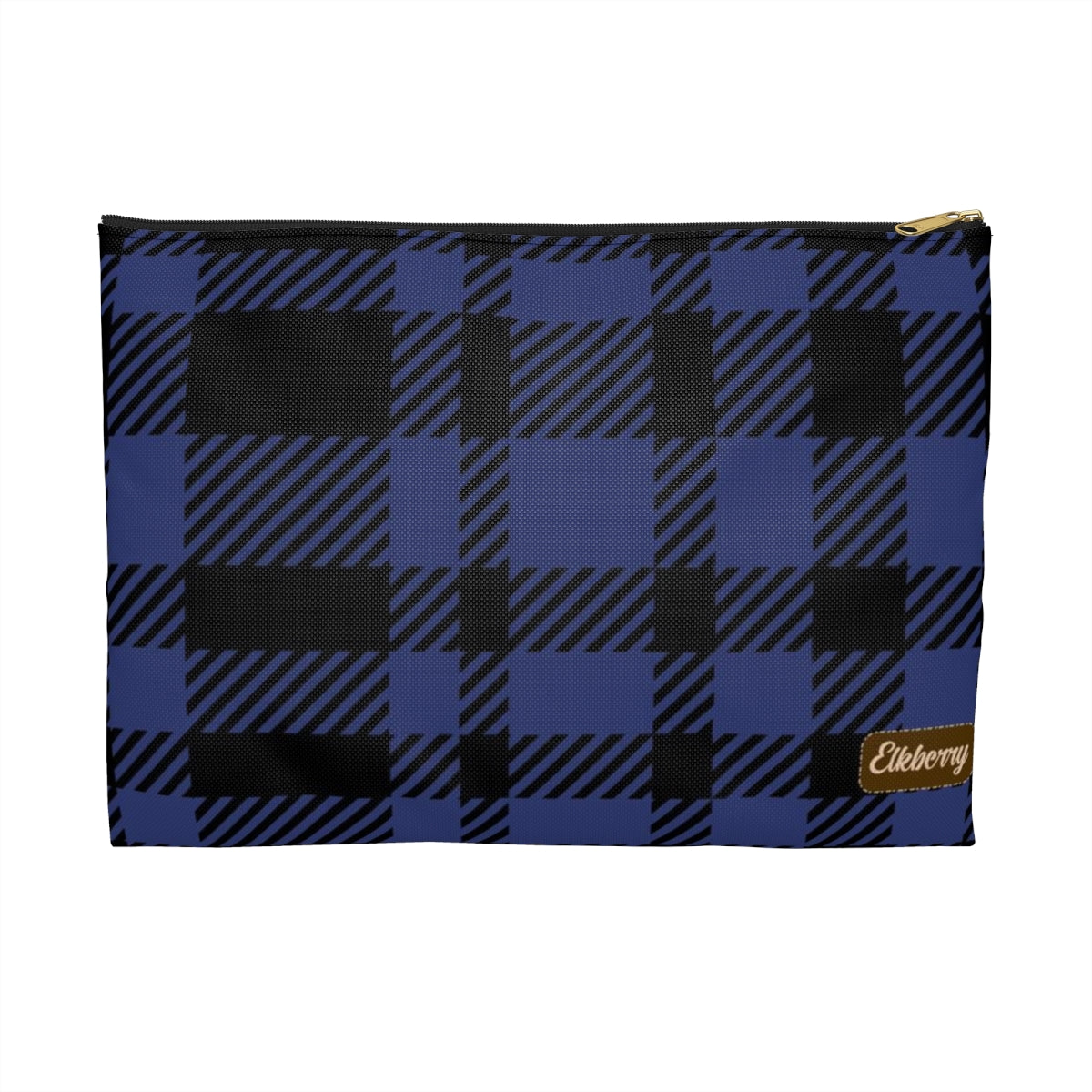 Flat Zipper Pouch - Blue Buffalo Check, Blue Plaid