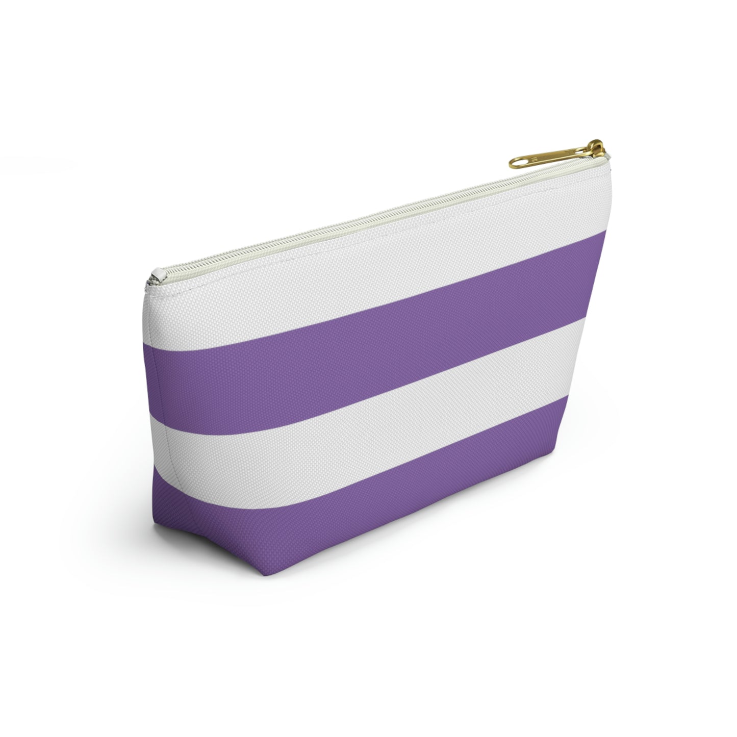 Big Bottom Zipper Pouch - Lilac/White Stripes