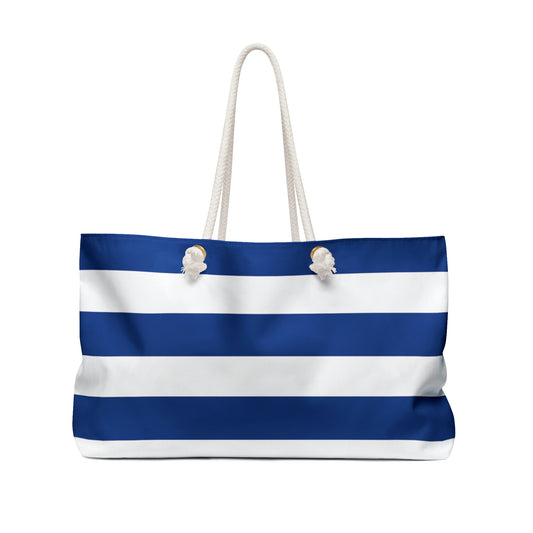 Weekender Tote Bag - True Blue/White Stripes