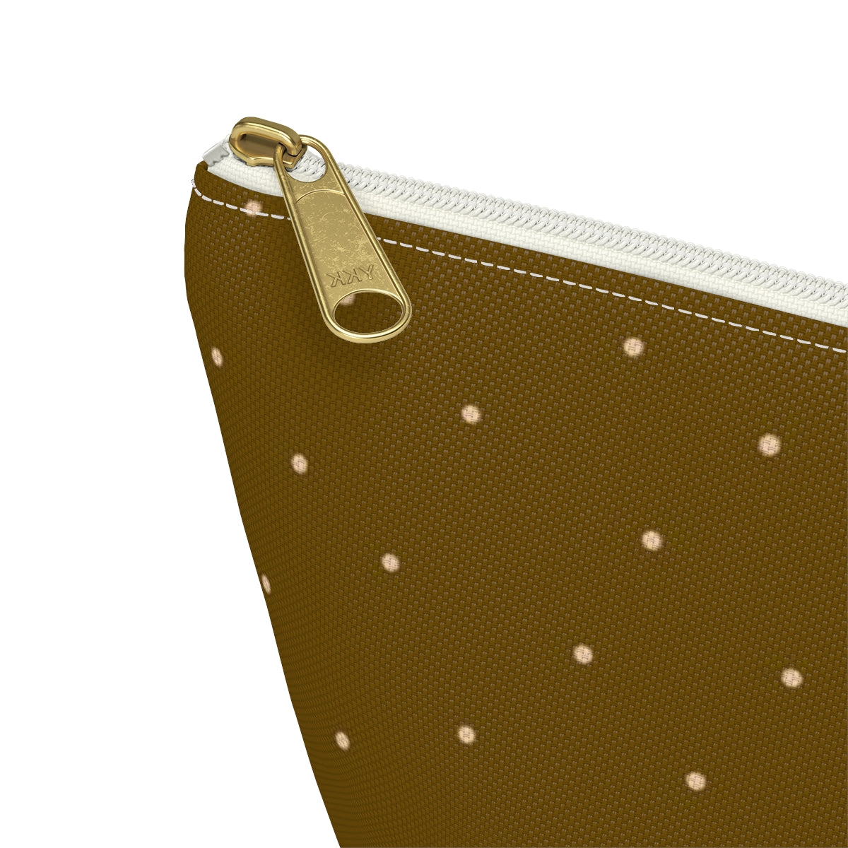 Big Bottom Zipper Pouch - Dots on Mustard