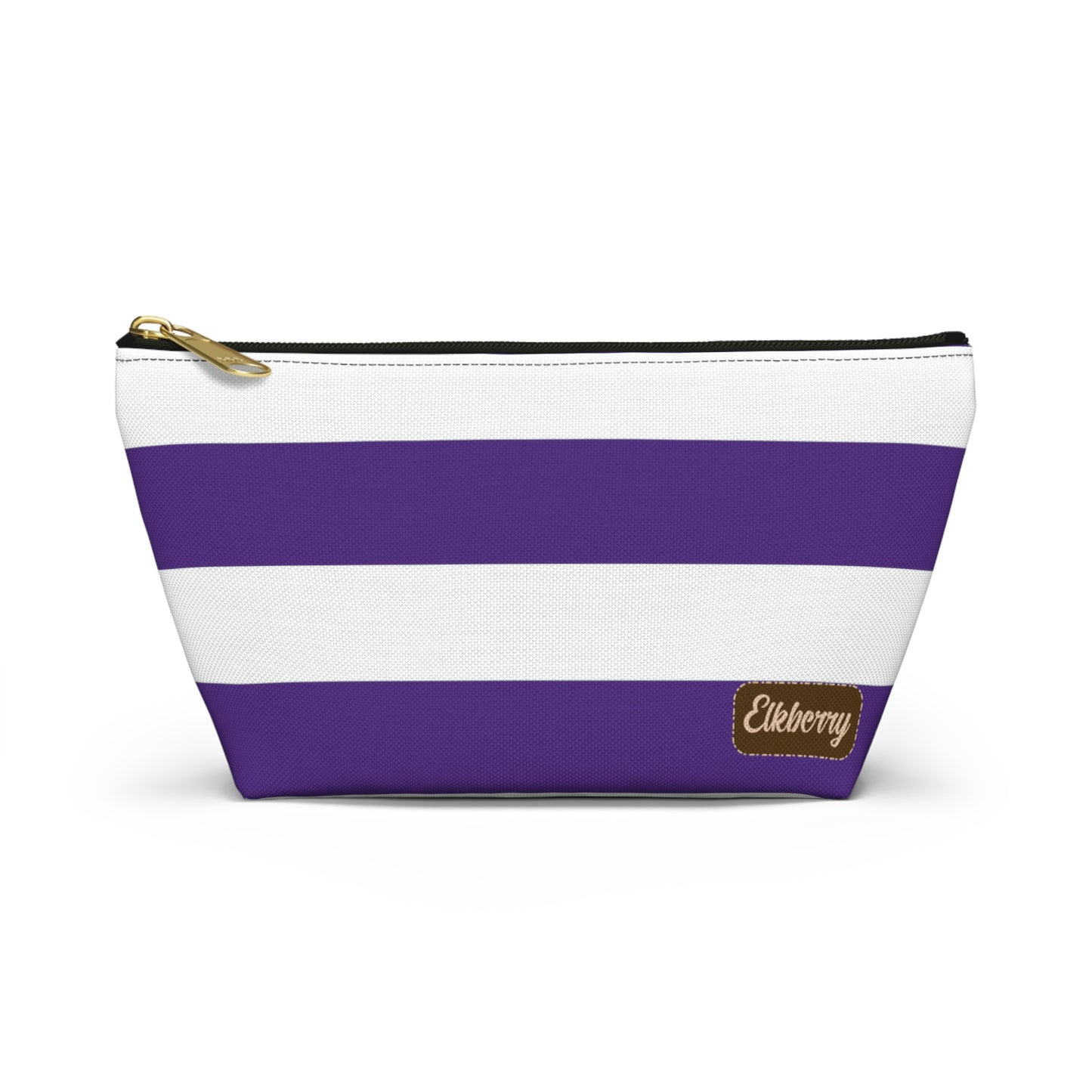 Big Bottom Zipper Pouch - Purple/White Stripes