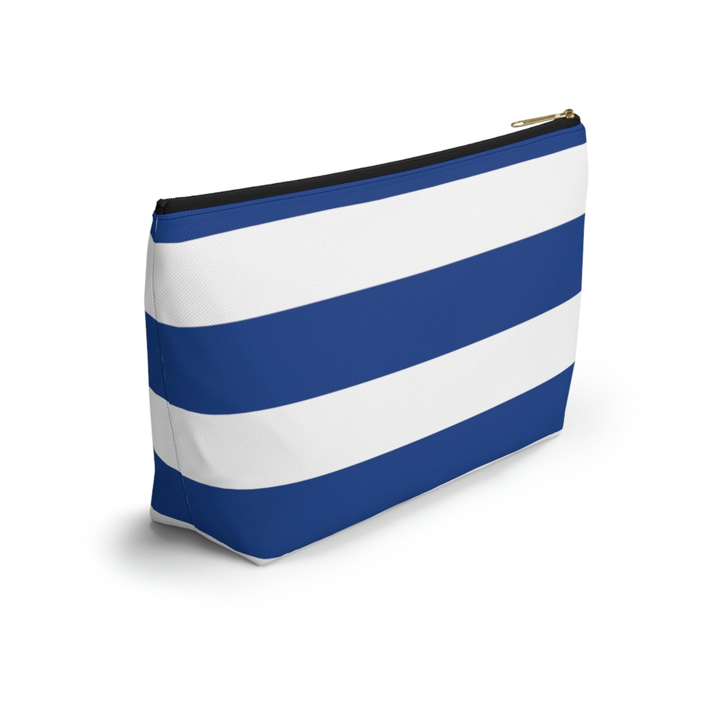 Big Bottom Zipper Pouch - True Blue/White Stripes