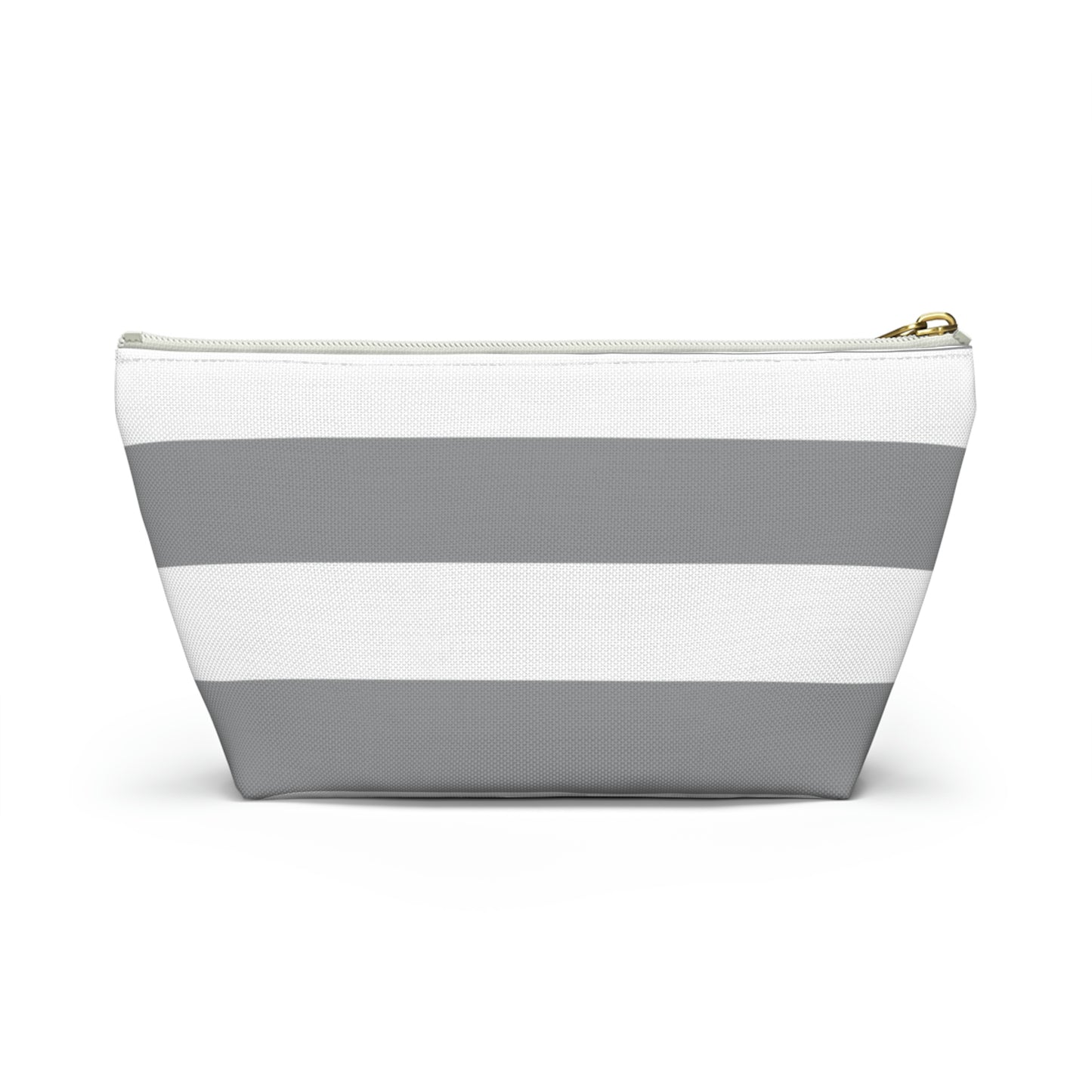 Big Bottom Zipper Pouch - Ash Gray/White Stripes