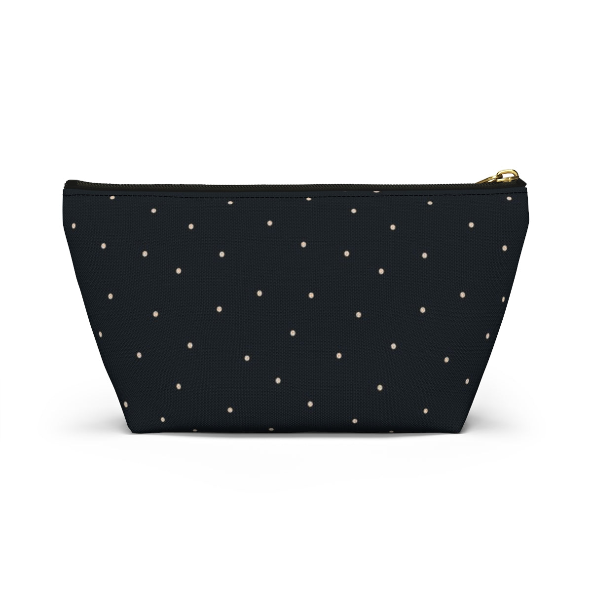Big Bottom Zipper Pouch - Dots on Navy