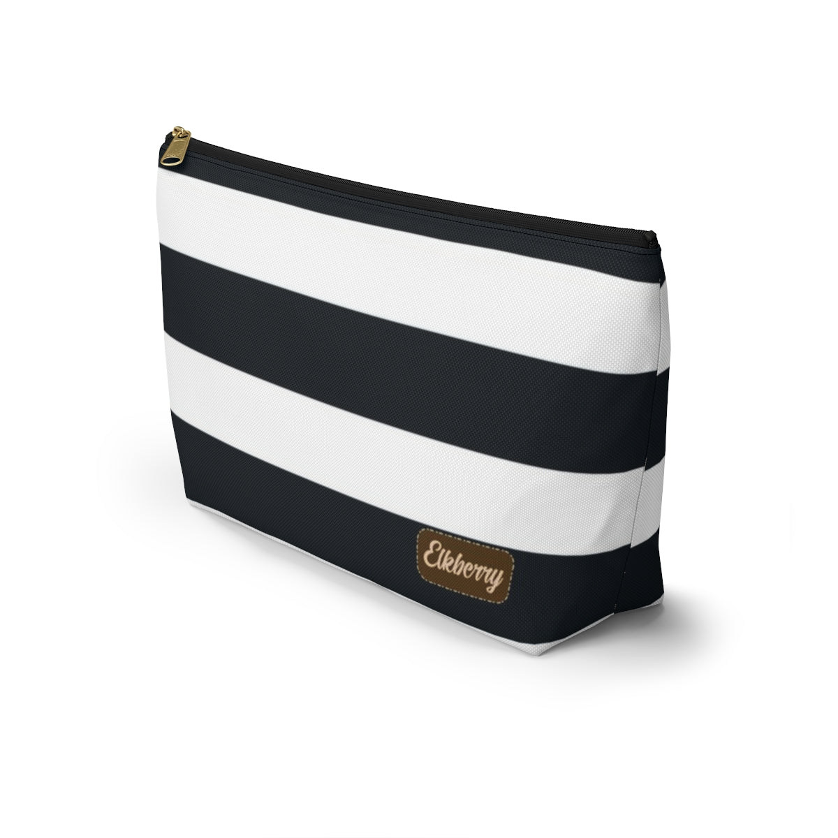 Big Bottom Zipper Pouch - Navy/White Stripes