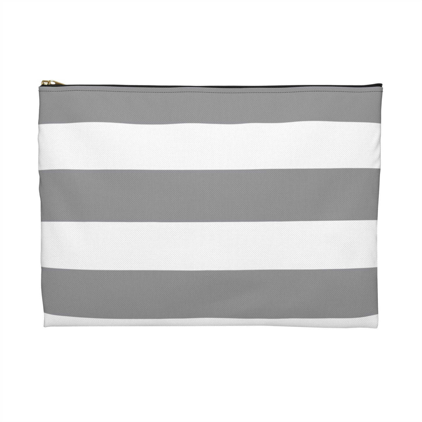 Flat Zipper Pouch - Ash Gray/White Stripes