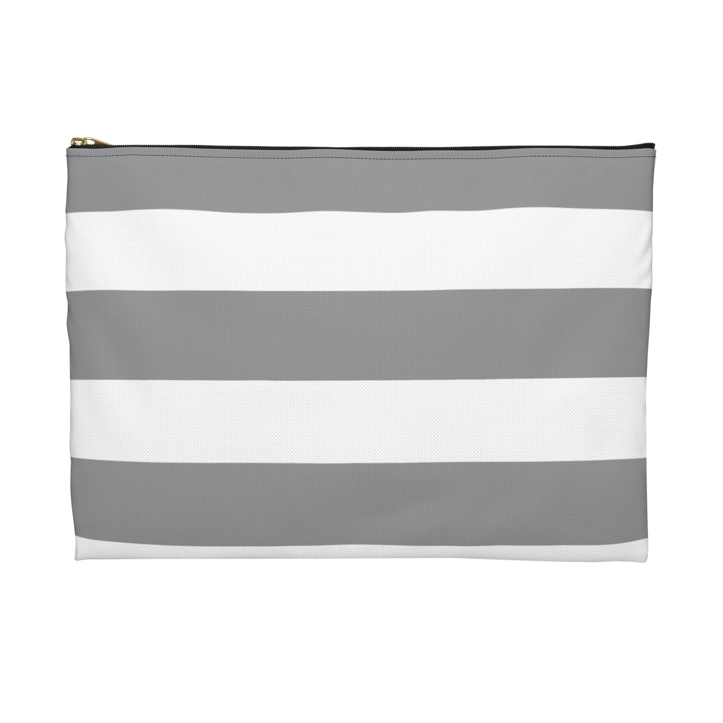 Flat Zipper Pouch - Ash Gray/White Stripes