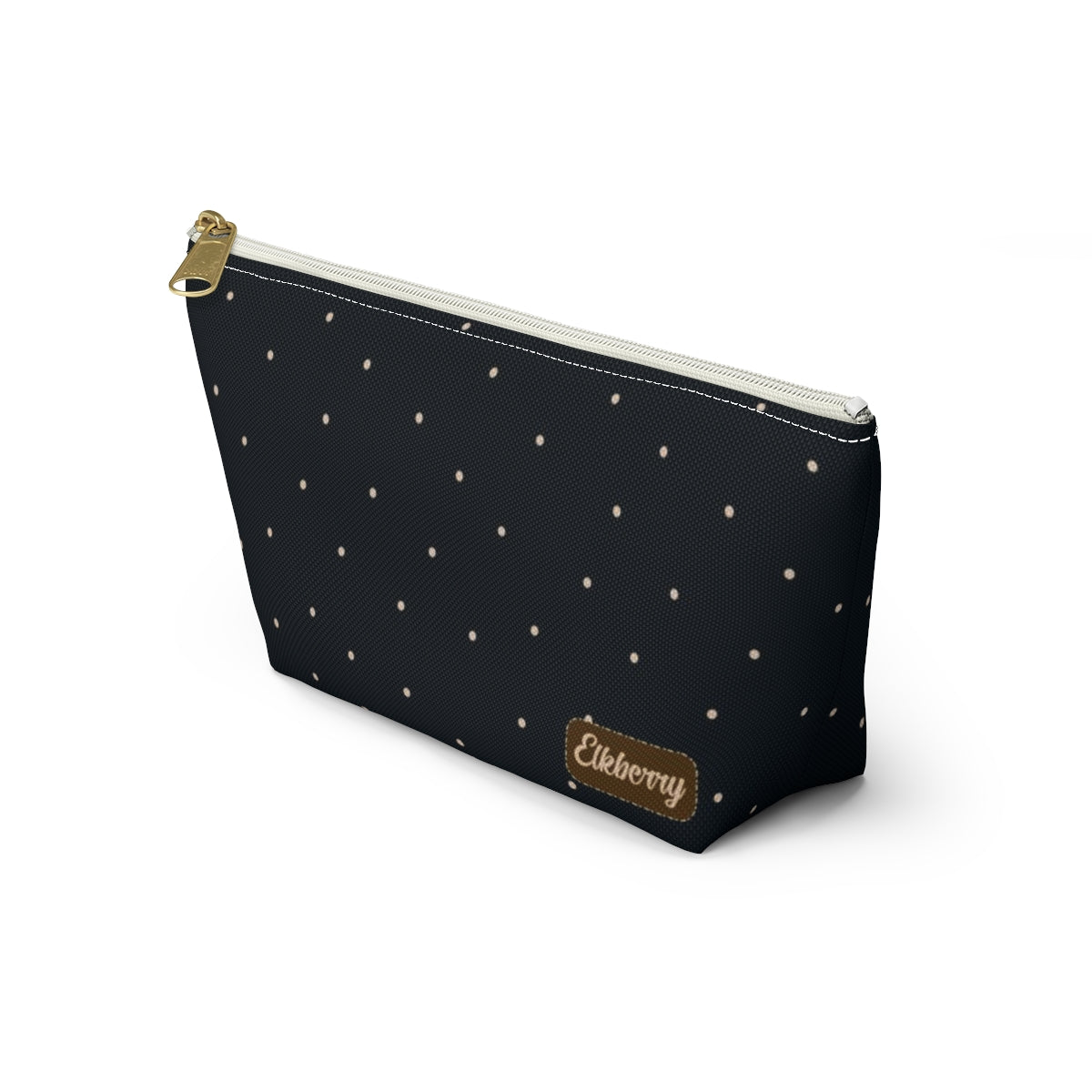 Big Bottom Zipper Pouch - Dots on Navy