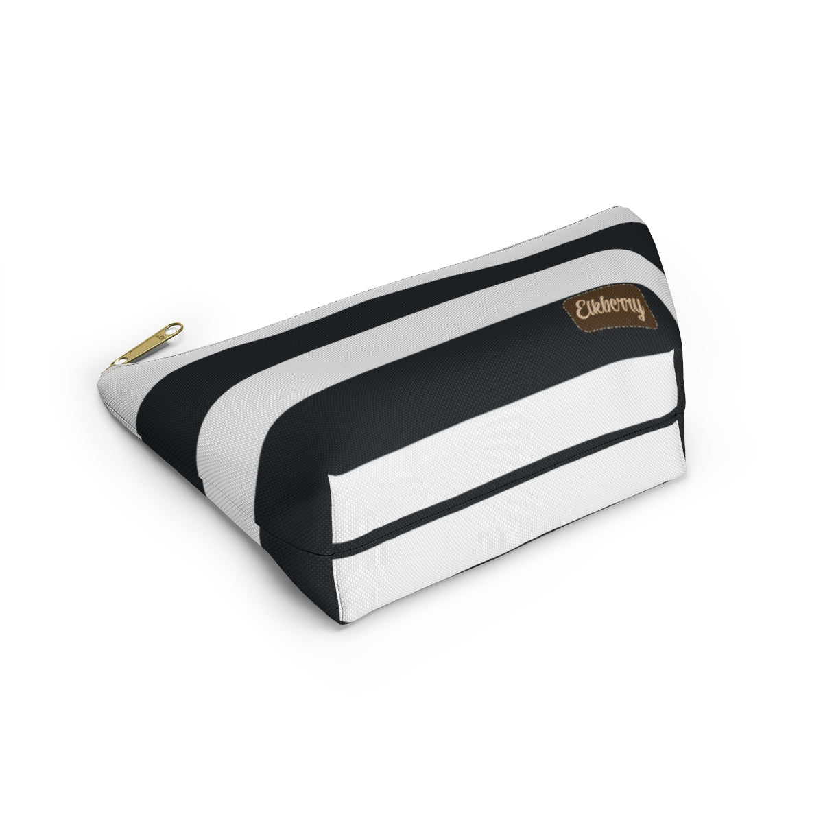 Big Bottom Zipper Pouch - Navy/White Stripes
