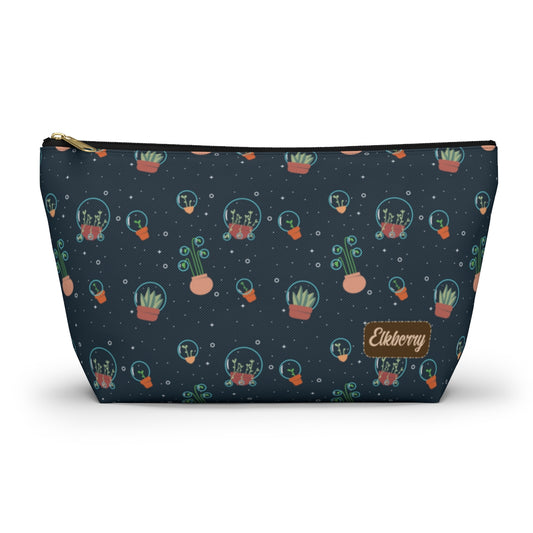 Big Bottom Zipper Pouch - Space Garden