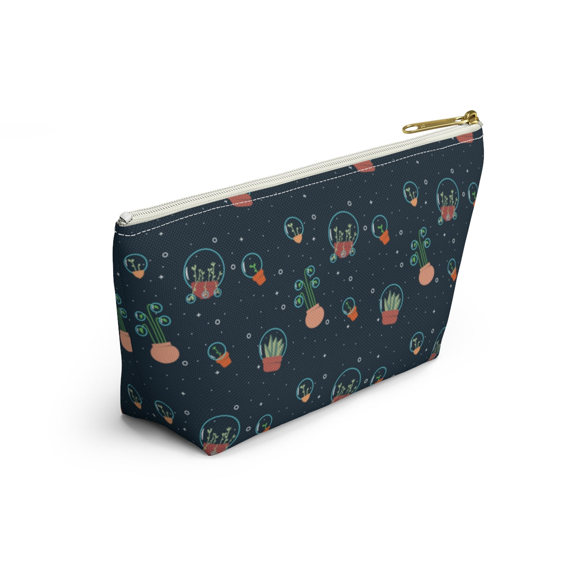 Big Bottom Zipper Pouch - Space Garden