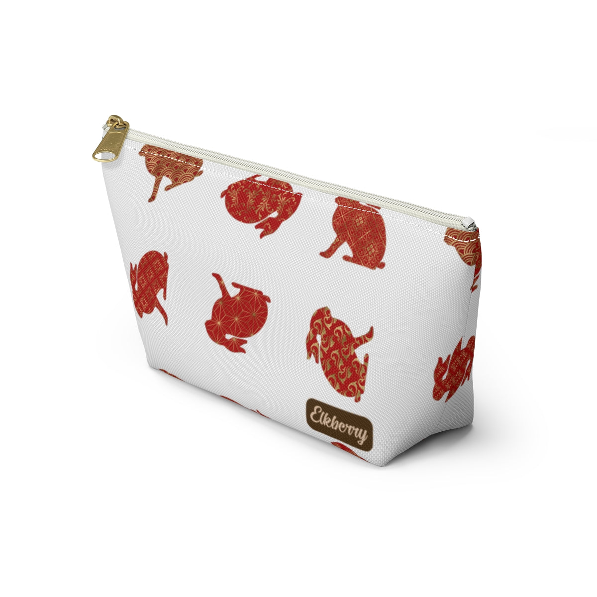 Big Bottom Zipper Pouch - Rabbit Silhouette