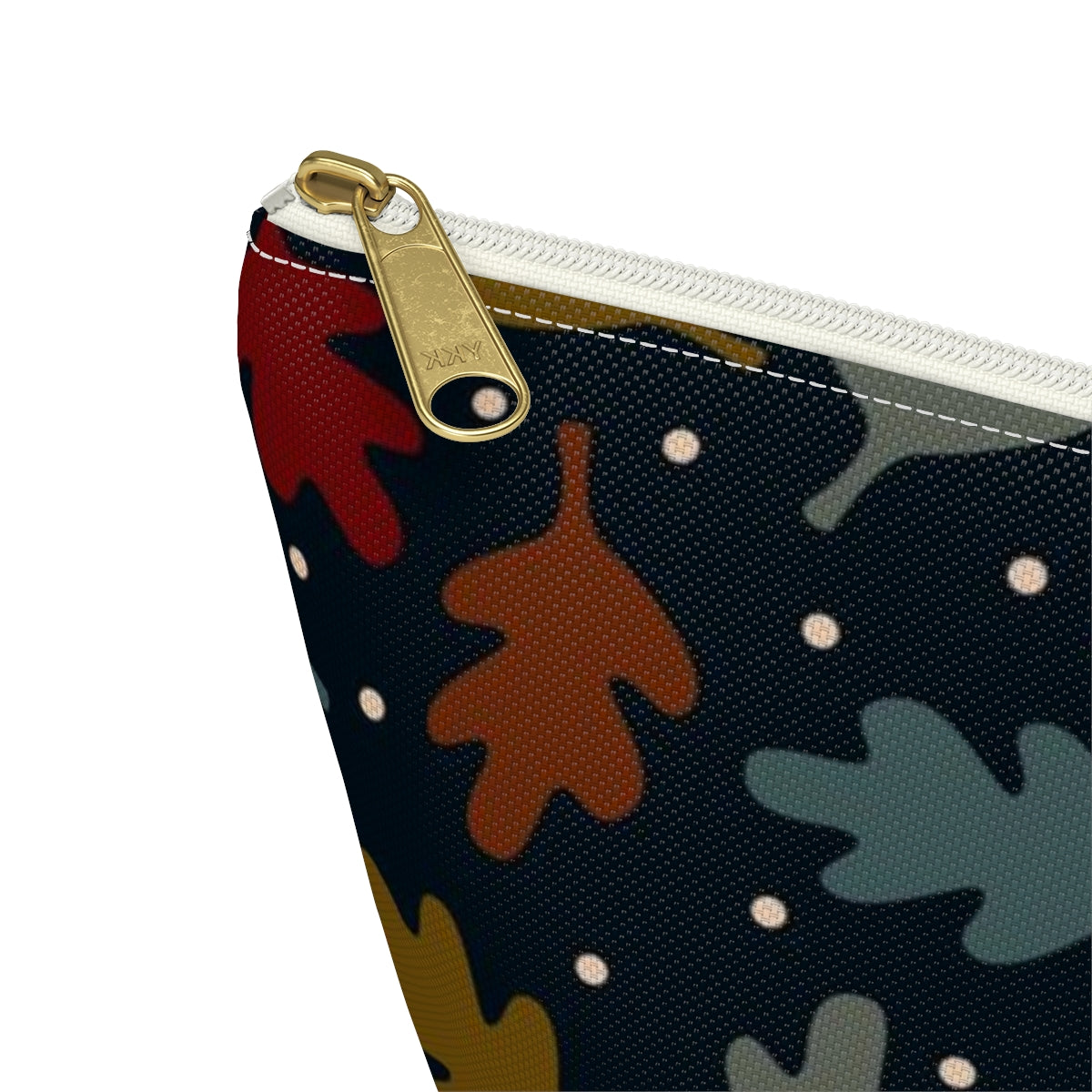 Big Bottom Zipper Pouch - Fall Leaves on Navy