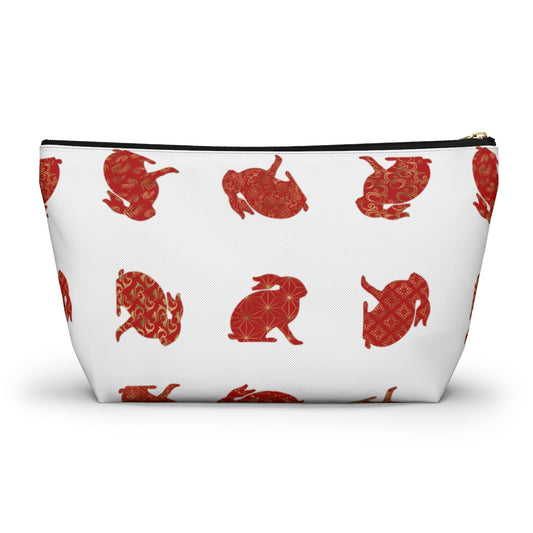 Big Bottom Zipper Pouch - Rabbit Silhouette