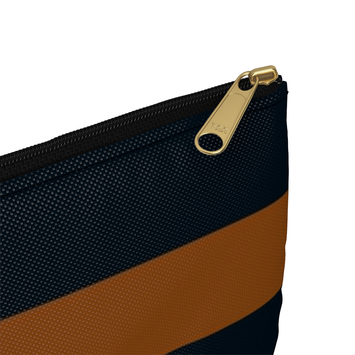 Flat Zipper Pouch - Pumpkin/Navy Stripes