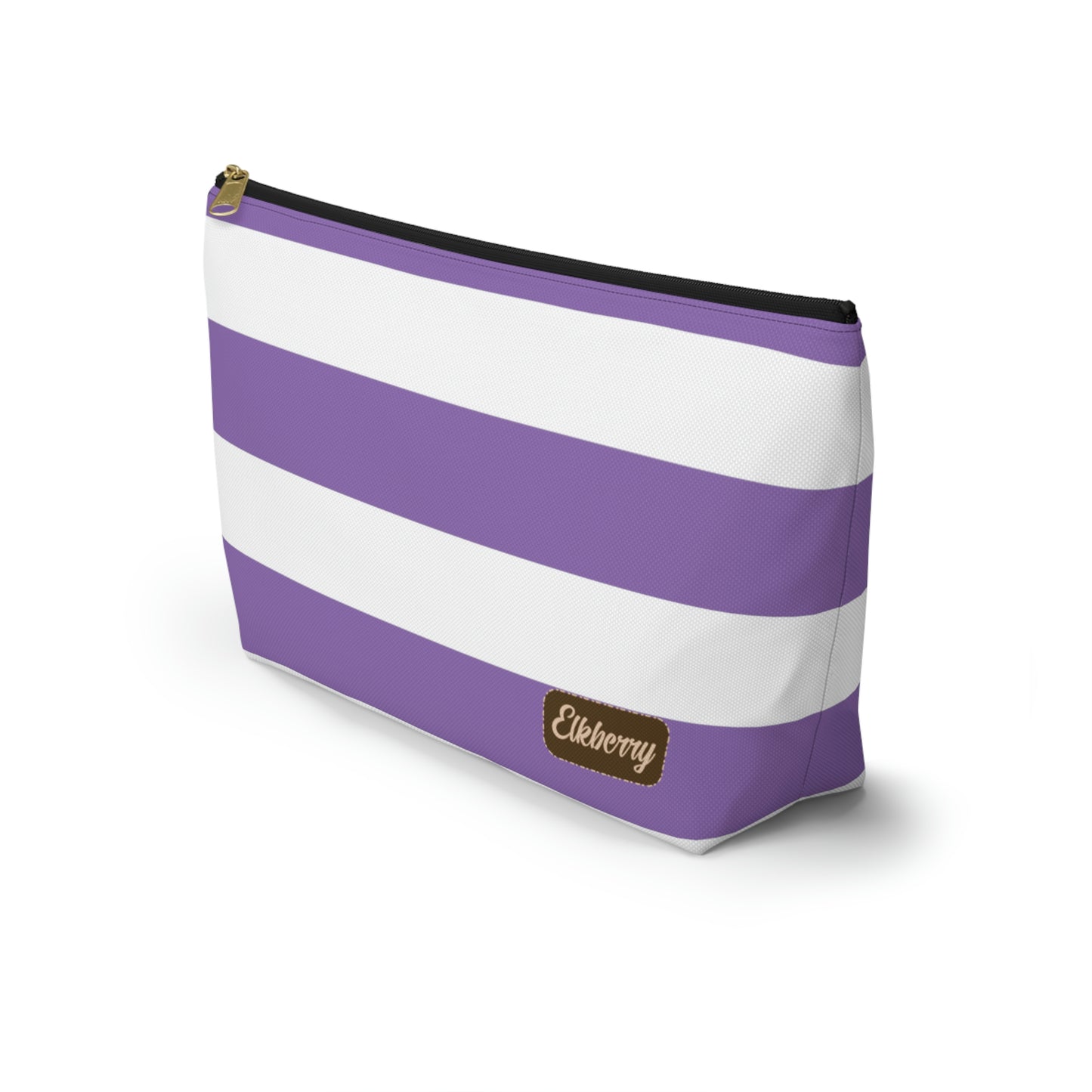 Big Bottom Zipper Pouch - Lilac/White Stripes