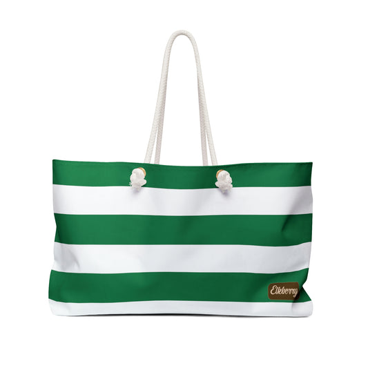 Weekender Tote Bag - Kelly Green/White Stripes