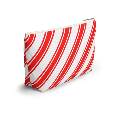 Big Bottom Zipper Pouch - Peppermint Candy Cane Stripes