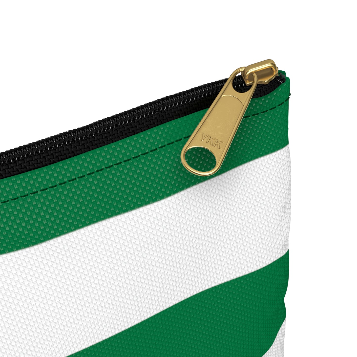 Flat Zipper Pouch - Kelly Green/White Stripes