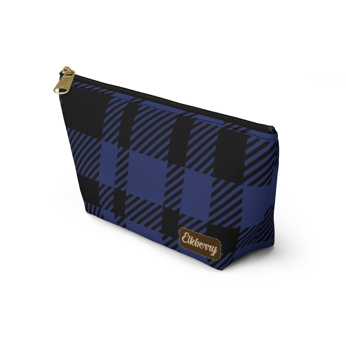 Big Bottom Zipper Pouch - Blue Buffalo Check, Blue Plaid