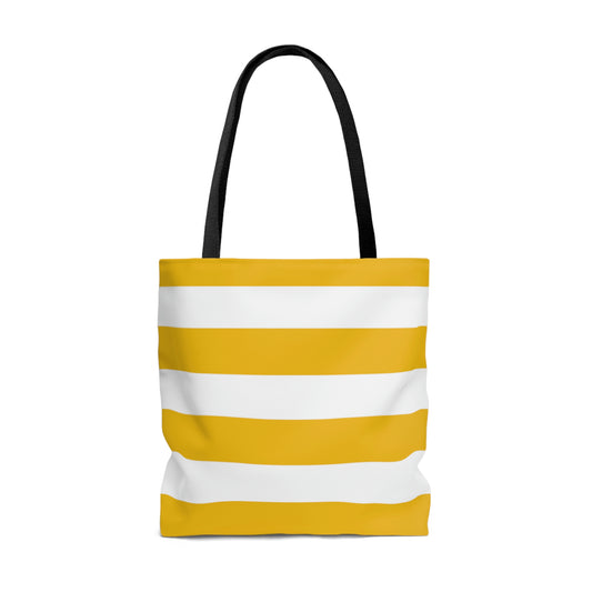 Lightweight Tote Bag - Lemon Yellow/White Stripes