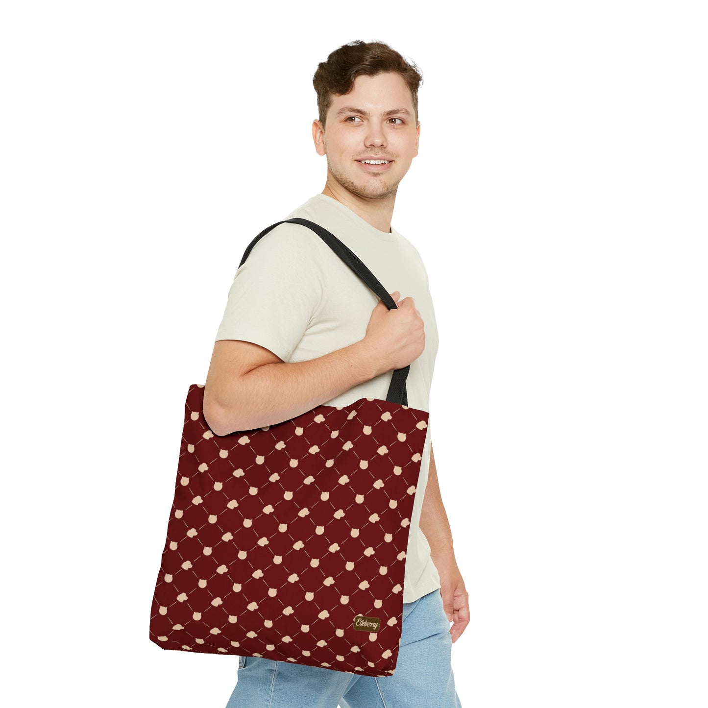Lightweight Tote Bag - Cat & Dog in Berry