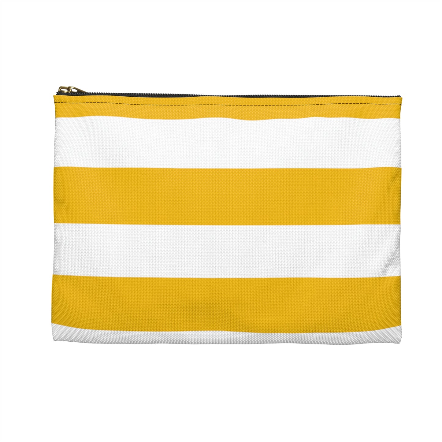Flat Zipper Pouch - Lemon Yellow/White Stripes