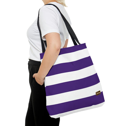 Lightweight Tote Bag - Purple/White Stripes