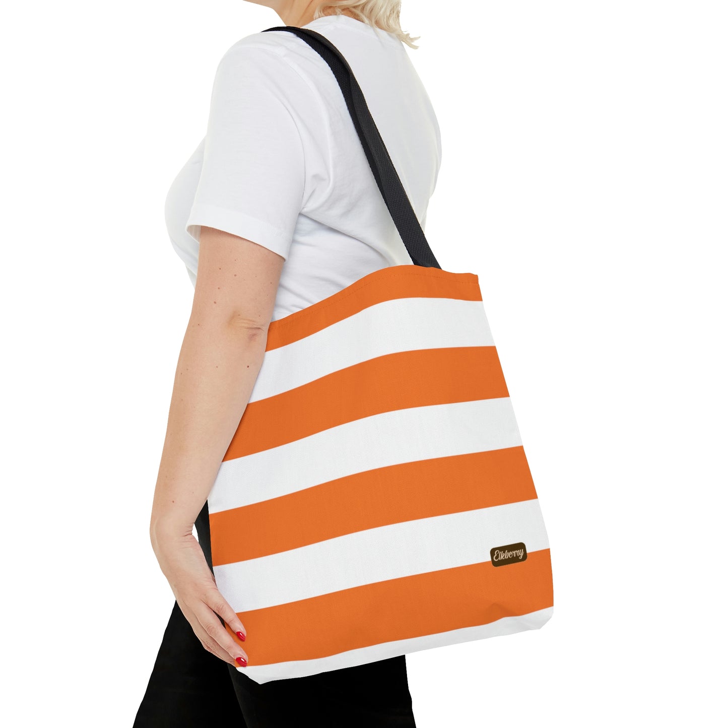 Lightweight Tote Bag - Orange/White Stripes