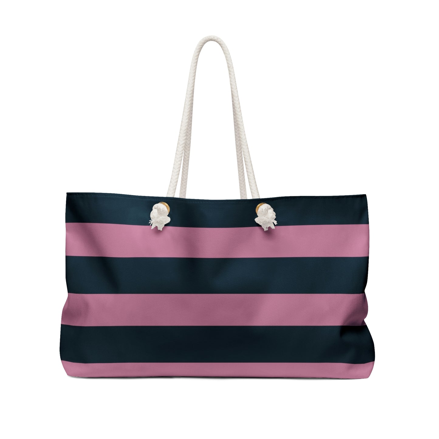Weekender Tote Bag - Dusty Rose Pink/Navy Stripes