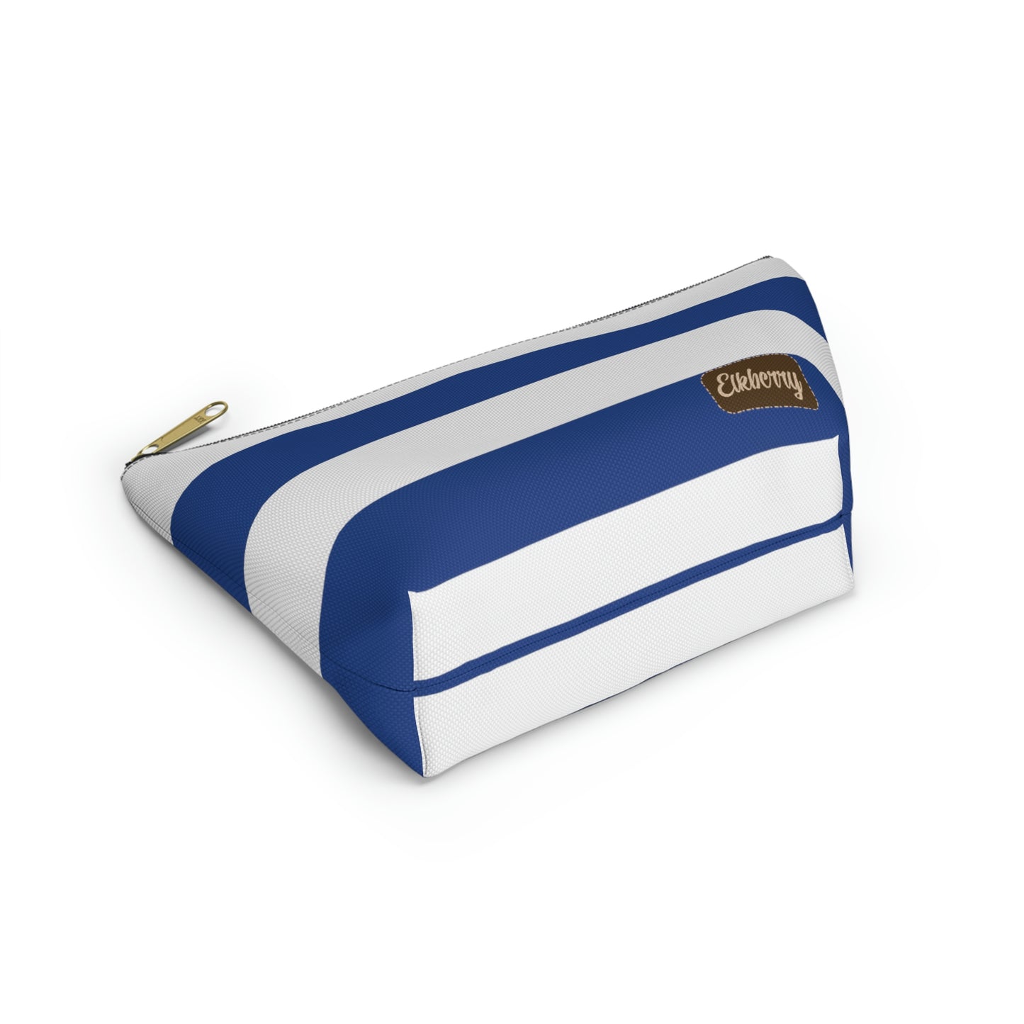 Big Bottom Zipper Pouch - True Blue/White Stripes