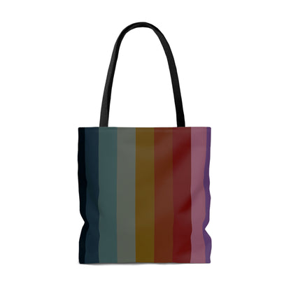 Lightweight Tote Bag - Jewel Tone Rainbow, Vertical