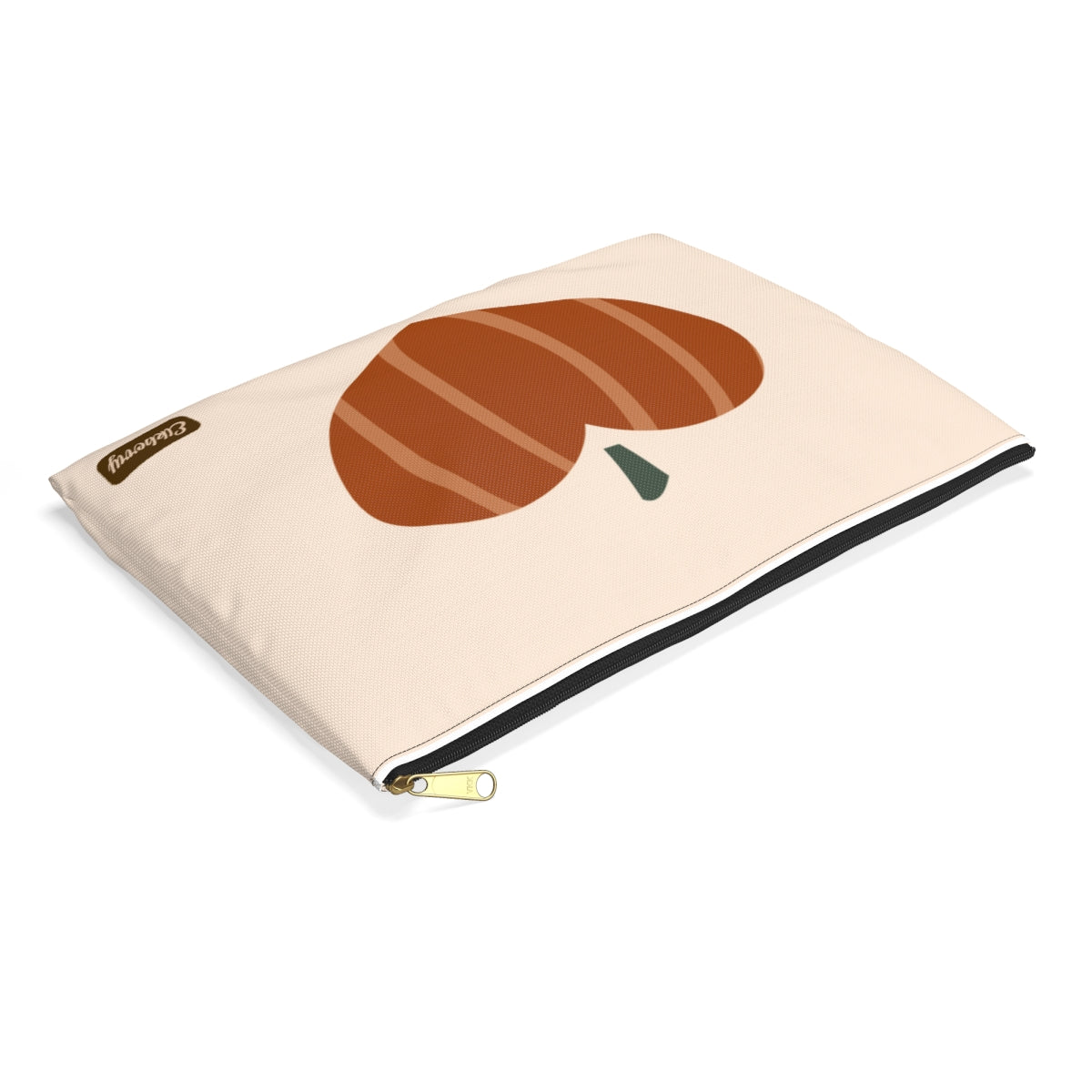 Flat Zipper Pouch - Pumpkin Heart