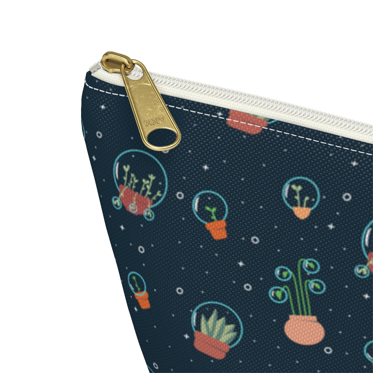 Big Bottom Zipper Pouch - Space Garden