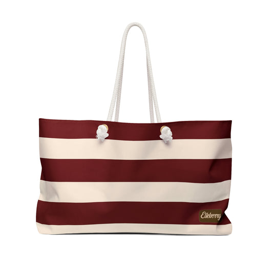 Weekender Tote Bag - Berry/Cream Stripes