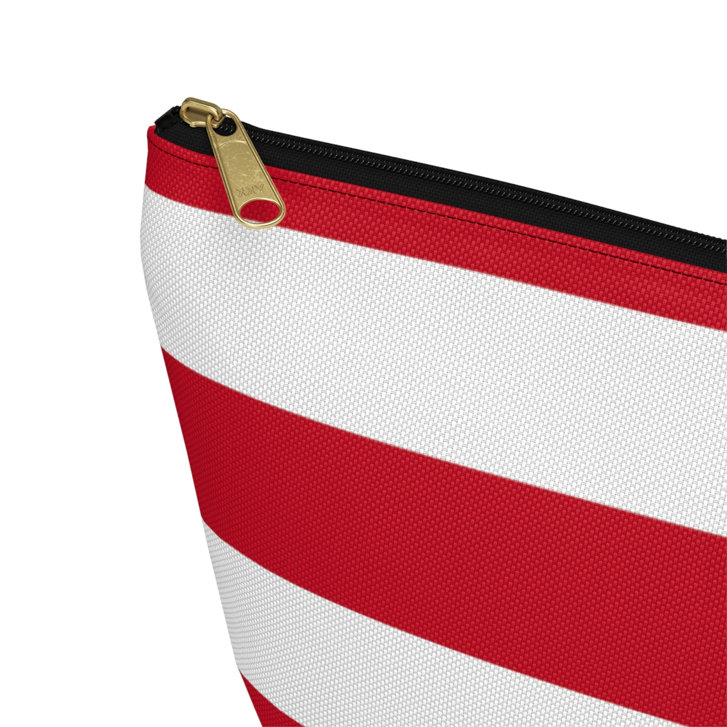 Big Bottom Zipper Pouch - Red/White Stripes