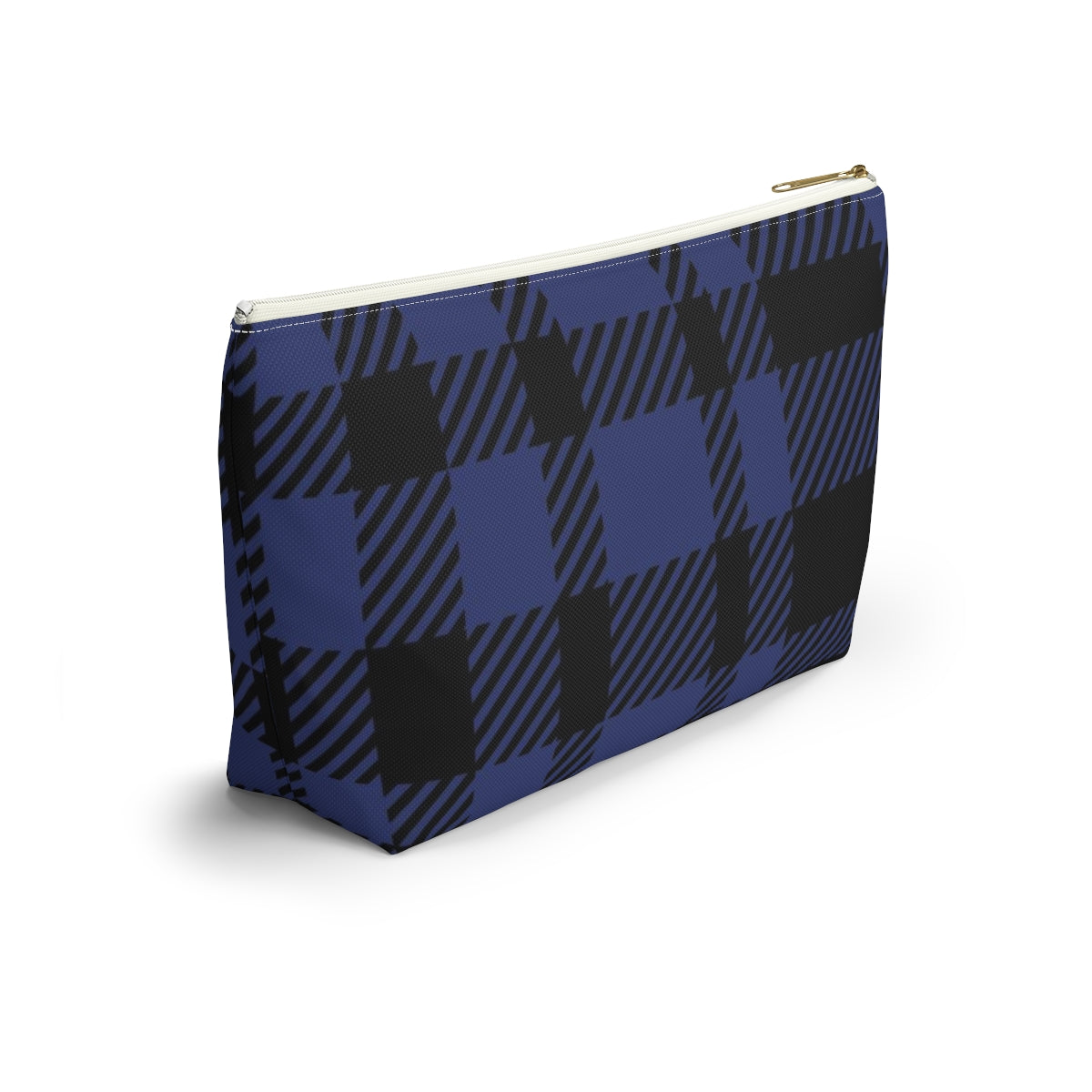 Big Bottom Zipper Pouch - Blue Buffalo Check, Blue Plaid